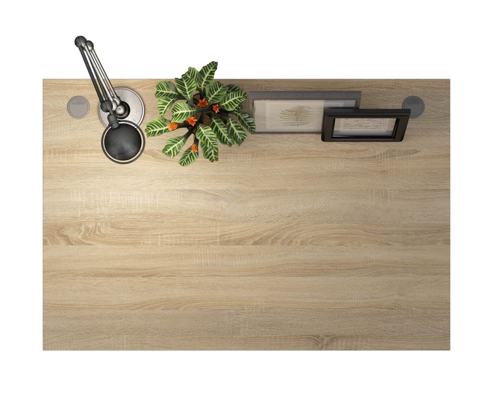 FTG Prima Oak 120cm Desk with Silver Grey Steel Legs