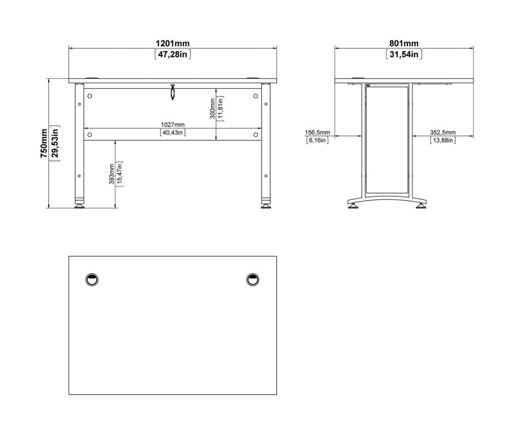 FTG Prima Oak 120cm Desk with Silver Grey Steel Legs