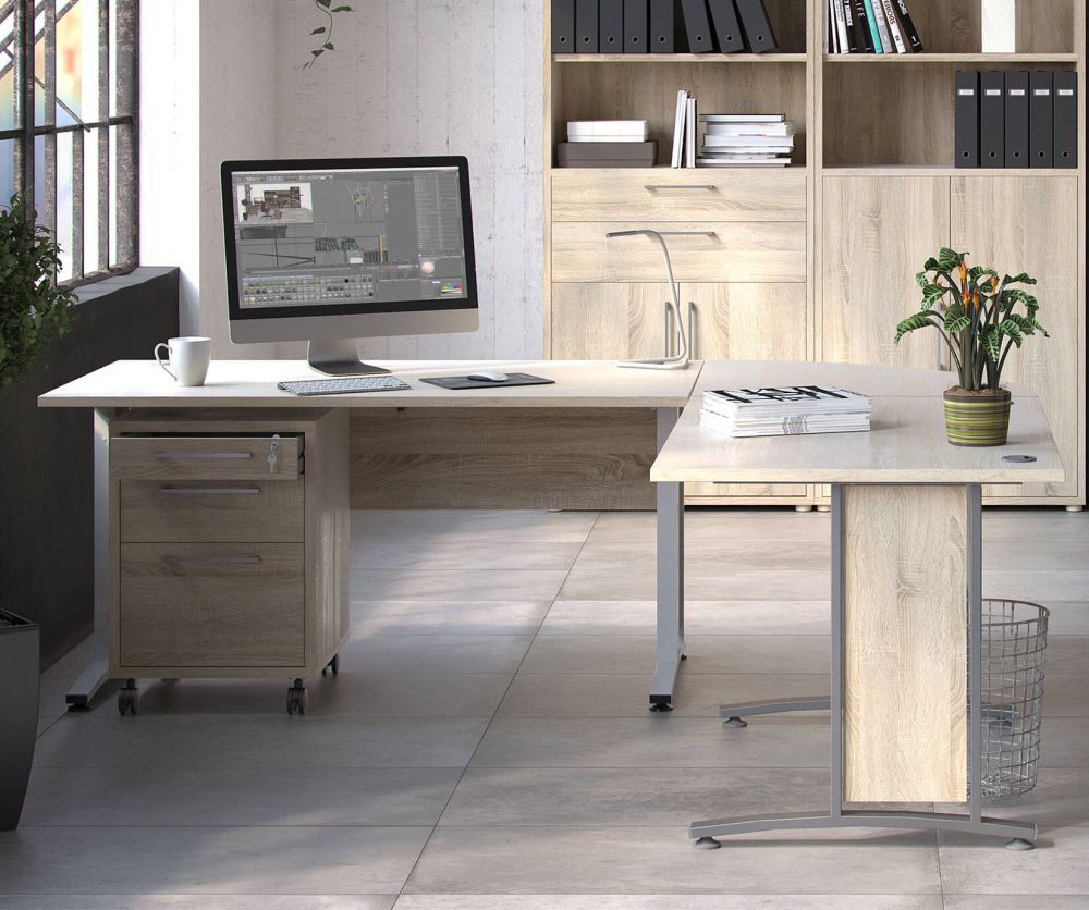 FTG Prima Oak 120cm Desk with White Legs