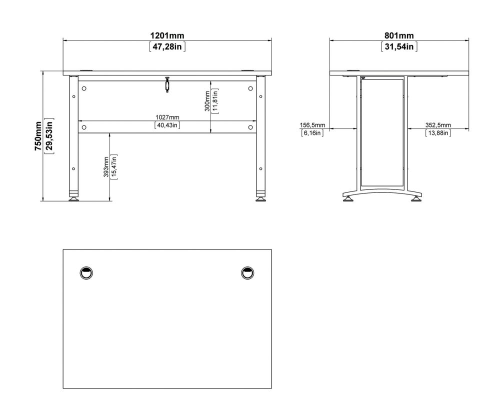 FTG Prima Oak 120cm Desk with White Legs
