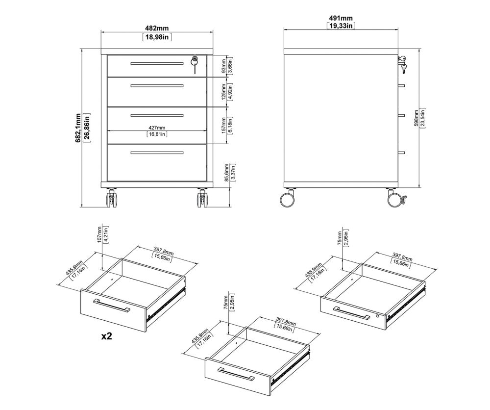 FTG Prima White Mobile cabinet