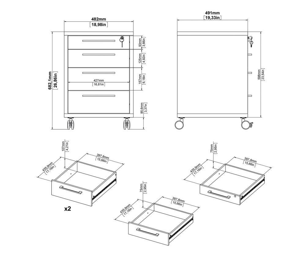 FTG Prima Oak Mobile cabinet
