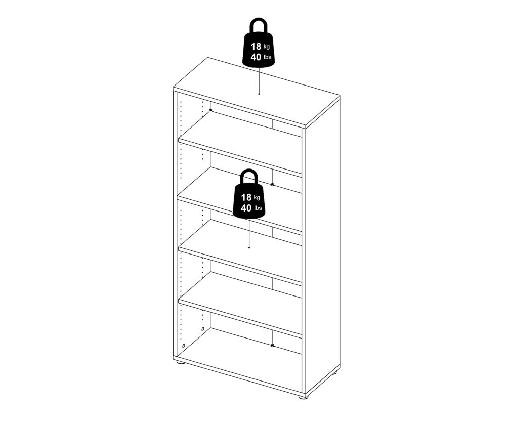 FTG Prima Oak 2 Drawer 2 Door Bookcase with 4 Shelves