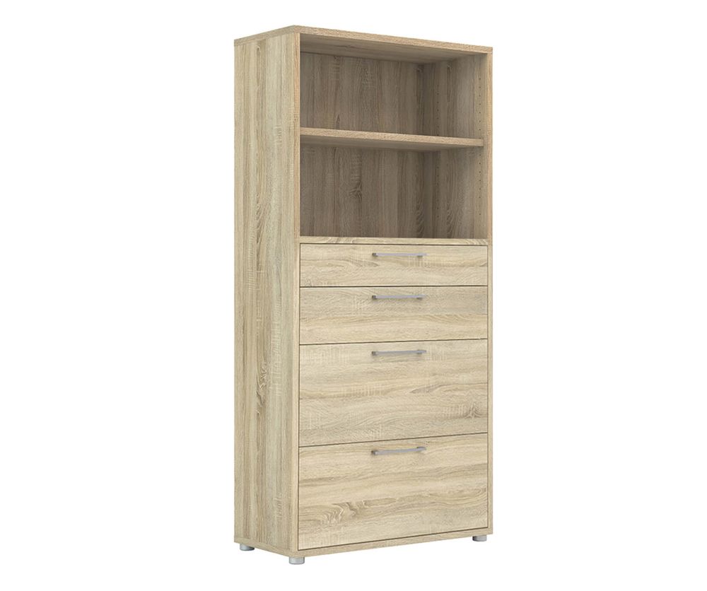 FTG Prima Oak 2 Drawer Bookcase with 2 File Drawer and 4 Shelves