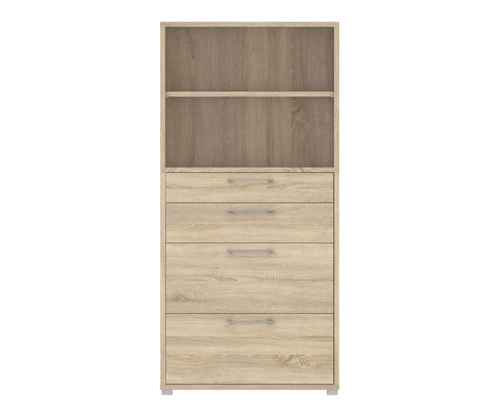FTG Prima Oak 2 Drawer Bookcase with 2 File Drawer and 4 Shelves