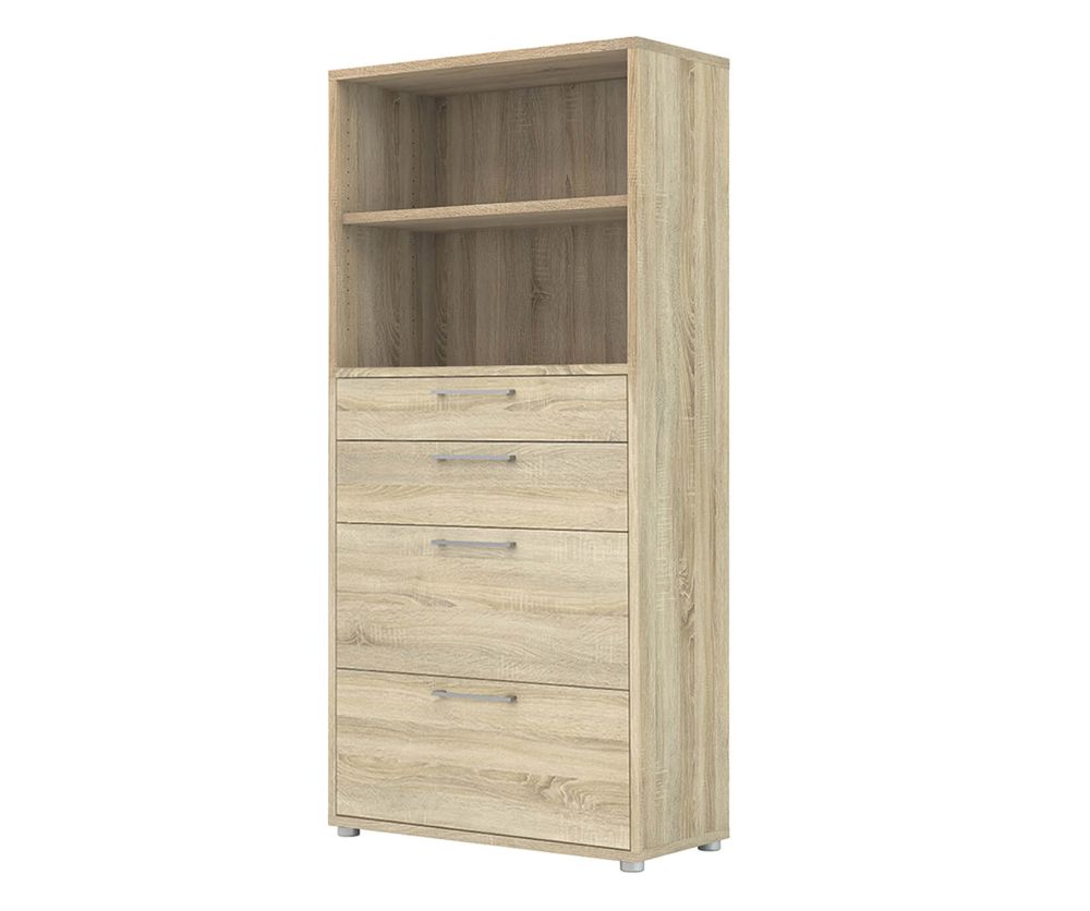 FTG Prima Oak 2 Drawer Bookcase with 2 File Drawer and 4 Shelves