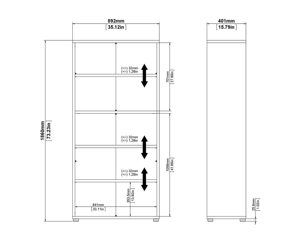 FTG Prima Oak 2 Drawer Bookcase with 2 File Drawer and 4 Shelves