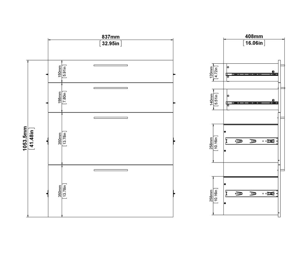 FTG Prima Oak 2 Drawer Bookcase with 2 File Drawer and 4 Shelves