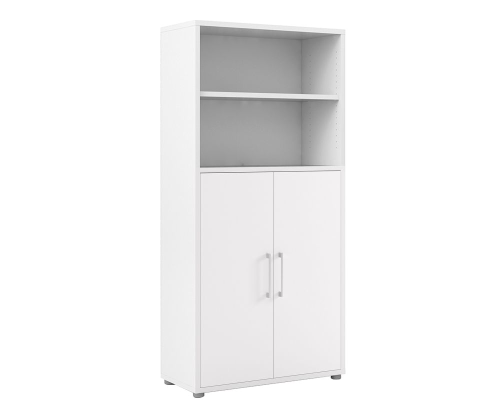 FTG Prima White 2 Door Bookcase with 4 Shelves