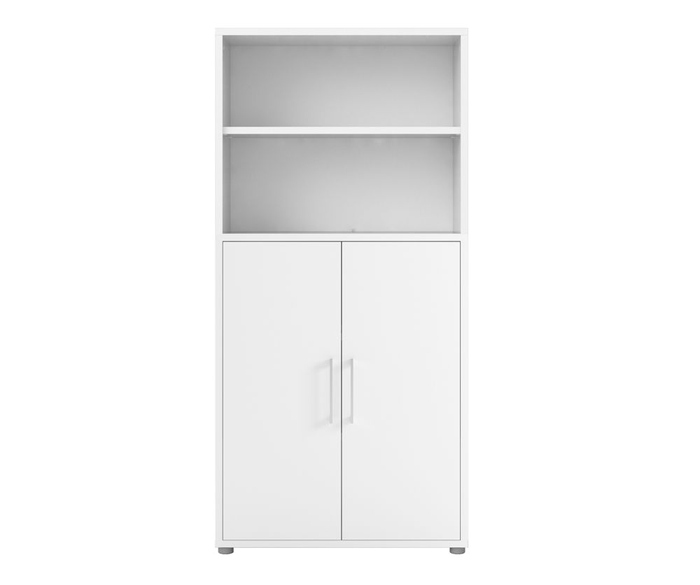 FTG Prima White 2 Door Bookcase with 4 Shelves