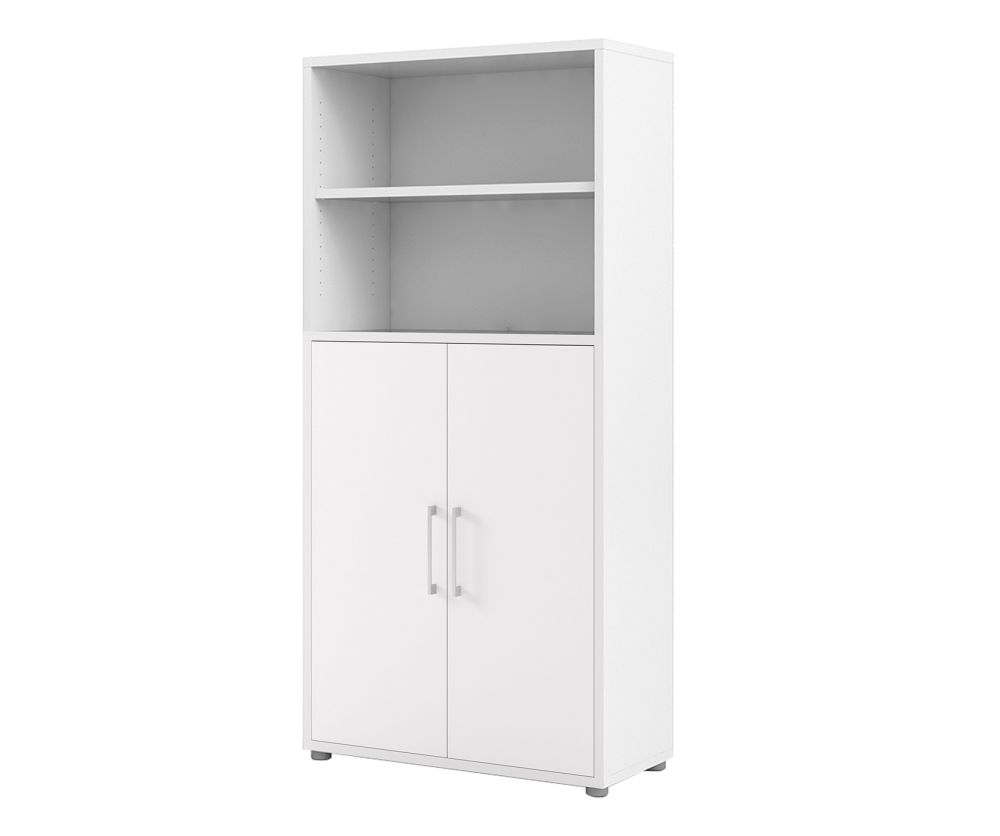 FTG Prima White 2 Door Bookcase with 4 Shelves