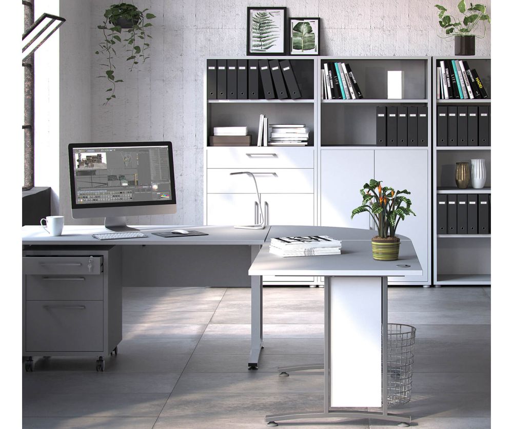 FTG Prima White 2 Door Bookcase with 4 Shelves
