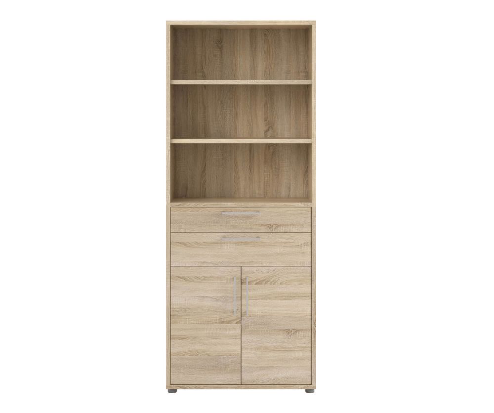 FTG Prima Oak 2 Drawer 2 Door Bookcase with 5 Shelves