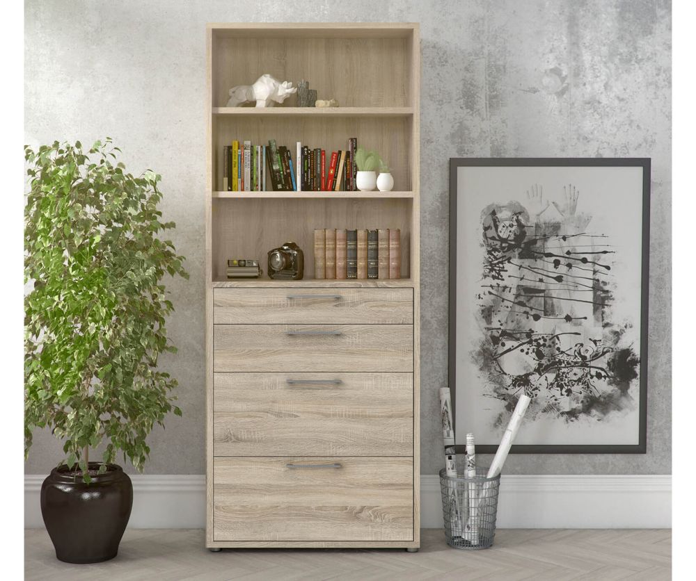 FTG Prima Oak 2 Drawer Bookcase with 2 File Drawer and 5 Shelves