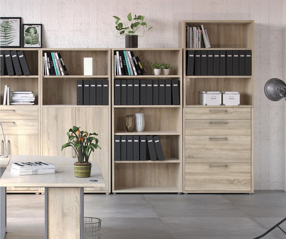 FTG Prima Oak 2 Drawer Bookcase with 2 File Drawer and 5 Shelves