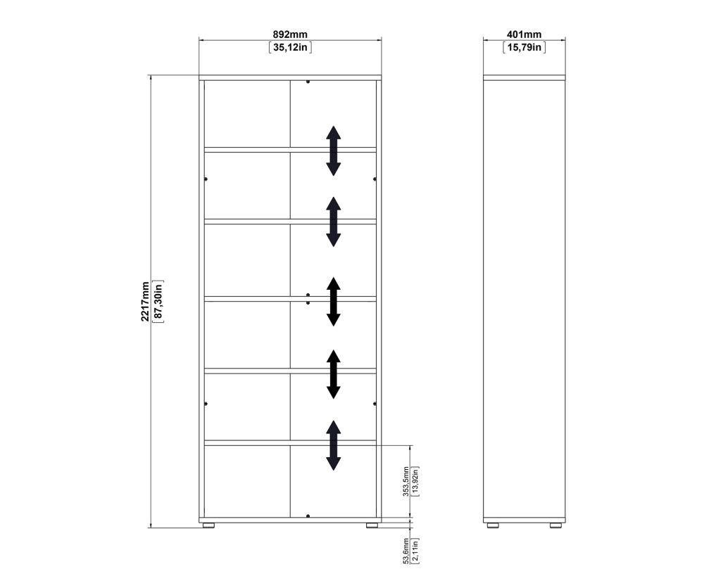 FTG Prima Oak 2 Drawer Bookcase with 2 File Drawer and 5 Shelves