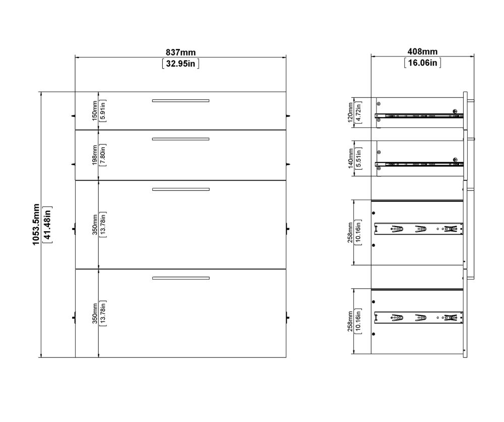 FTG Prima Oak 2 Drawer Bookcase with 2 File Drawer and 5 Shelves