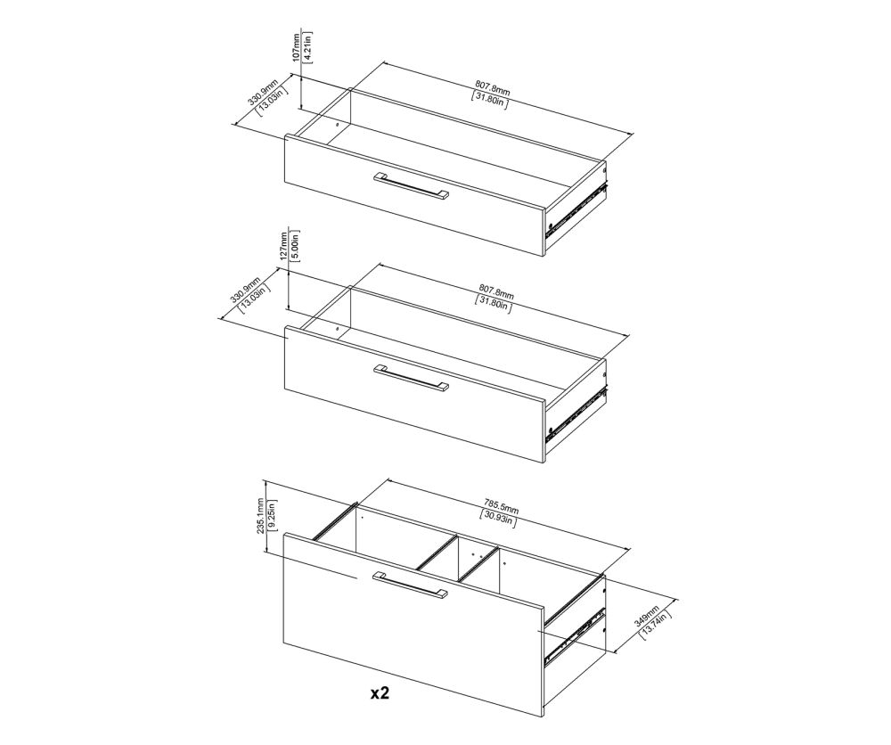 FTG Prima Oak 2 Drawer Bookcase with 2 File Drawer and 5 Shelves