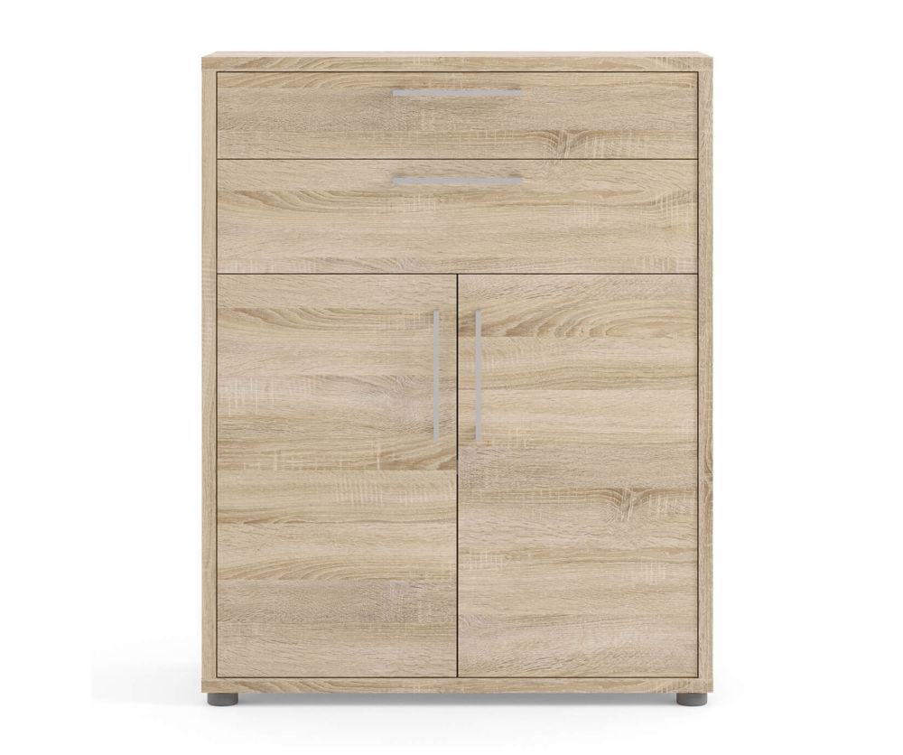 FTG Prima Oak 2 Drawer 2 Door Bookcase with 2 Shelves