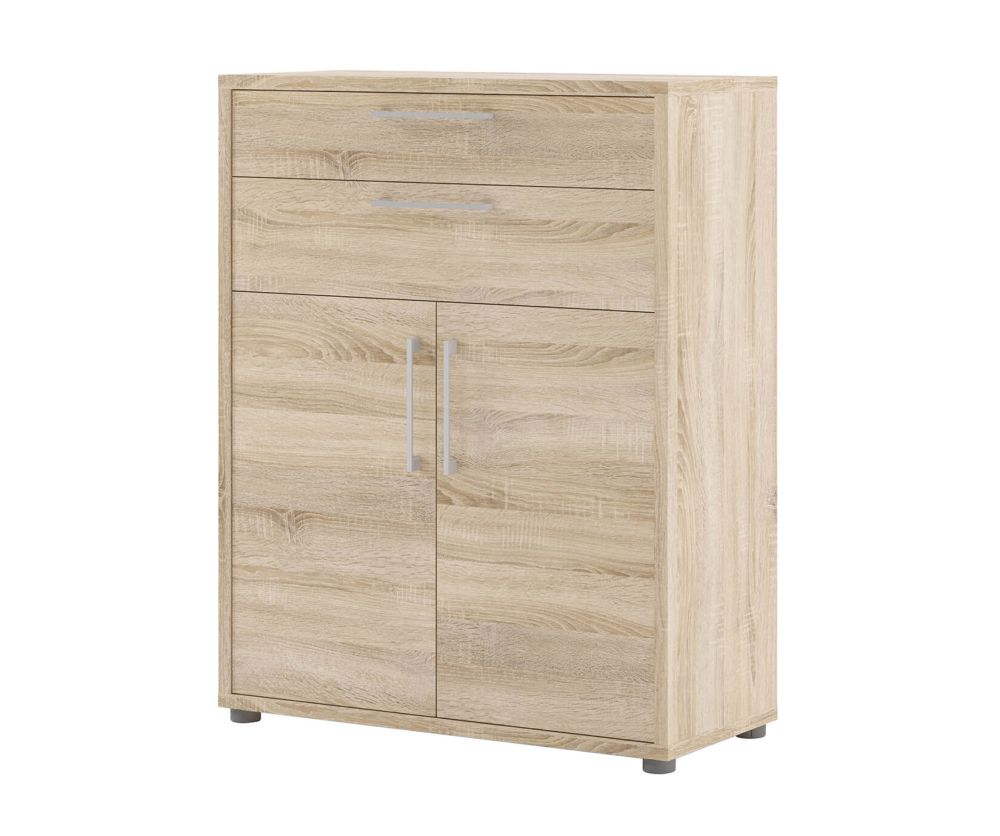 FTG Prima Oak 2 Drawer 2 Door Bookcase with 2 Shelves