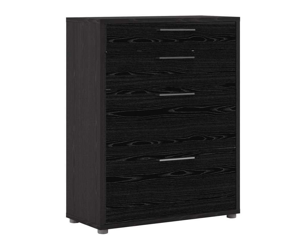 FTG Prima Black Woodgrain 2 Drawer Bookcase with 2 File Drawer and 2 Shelves