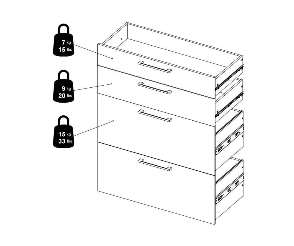 FTG Prima Black Woodgrain 2 Drawer Bookcase with 2 File Drawer and 2 Shelves