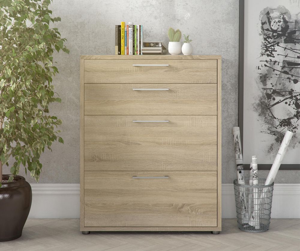 FTG Prima Oak 2 Drawer Bookcase with 2 File Drawer and 2 Shelves