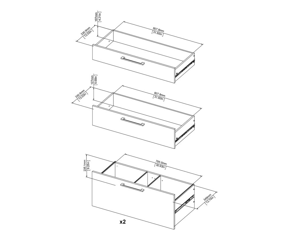 FTG Prima Oak 2 Drawer Bookcase with 2 File Drawer and 2 Shelves