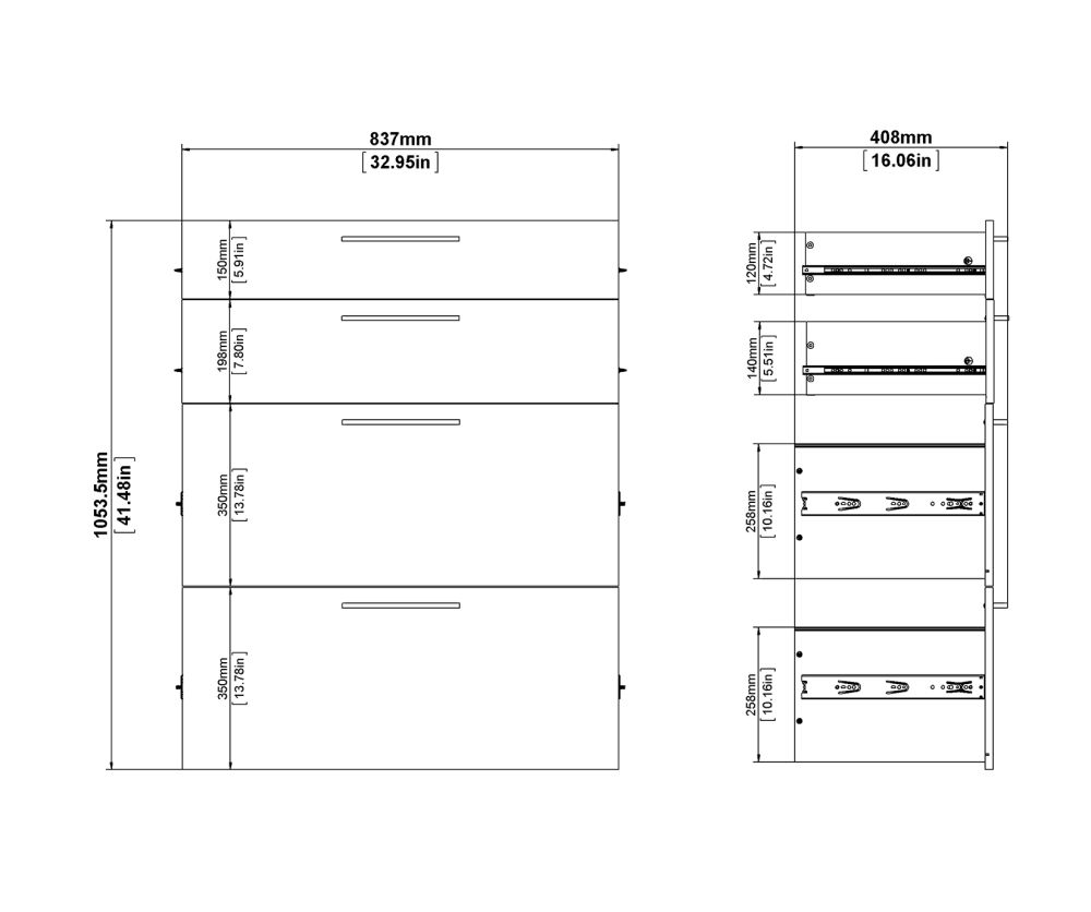 FTG Prima Oak 2 Drawer Bookcase with 2 File Drawer and 2 Shelves
