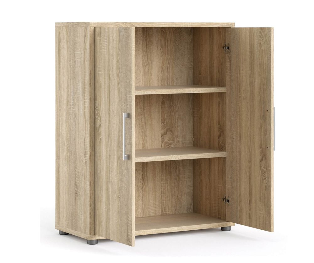 FTG Prima Oak 2 Door Bookcase with 2 Shelves