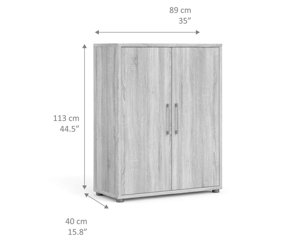 FTG Prima Oak 2 Door Bookcase with 2 Shelves