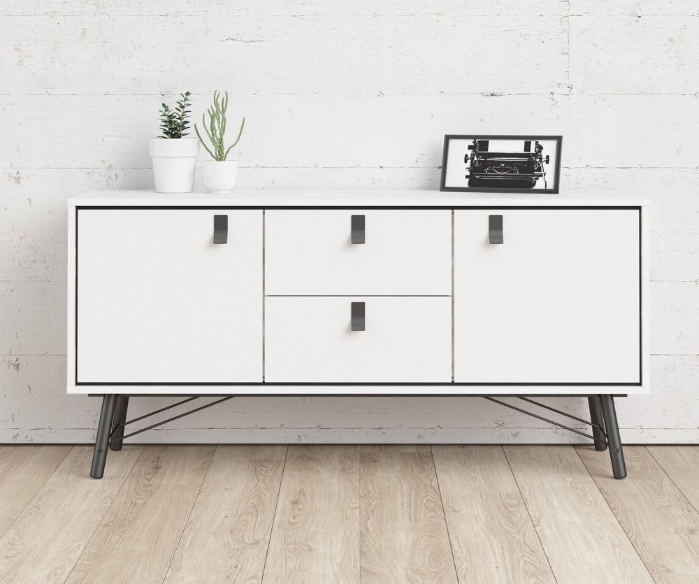 FTG Ry Matt White 2 Door 2 Drawer Sideboard
