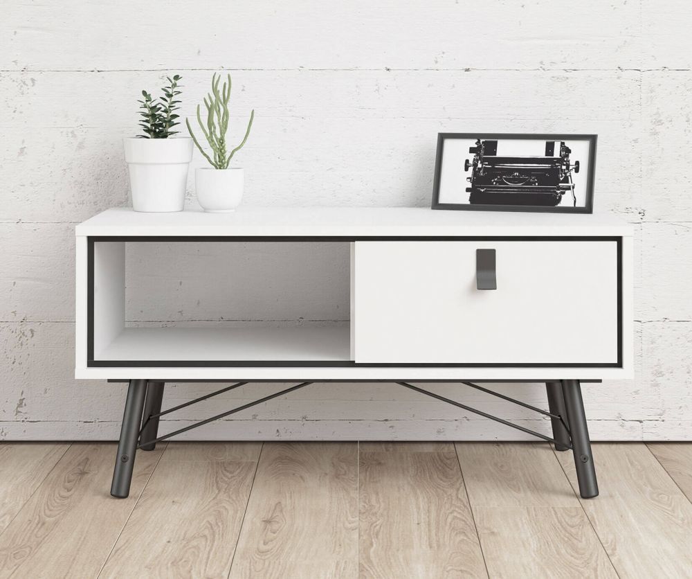 FTG Ry Matt White 1 Drawer Coffee Table