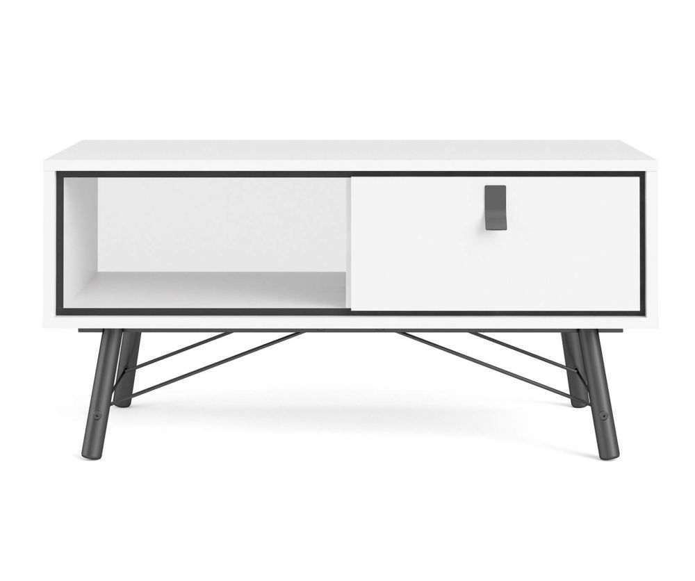 FTG Ry Matt White 1 Drawer Coffee Table