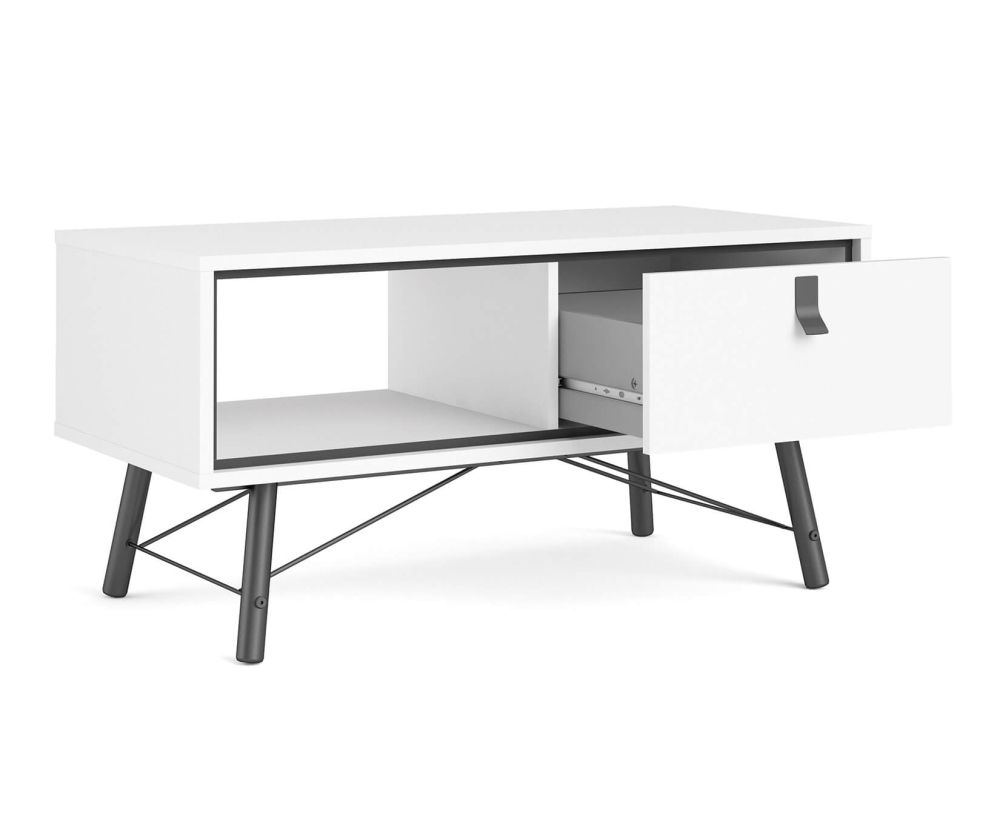 FTG Ry Matt White 1 Drawer Coffee Table