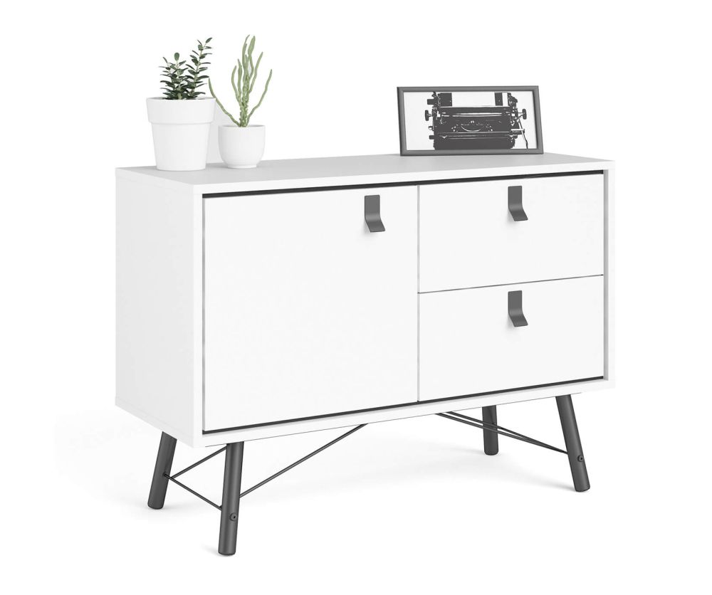 FTG Ry Matt White 1 Door 2 Drawer Sideboard