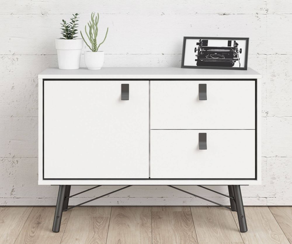 FTG Ry Matt White 1 Door 2 Drawer Sideboard