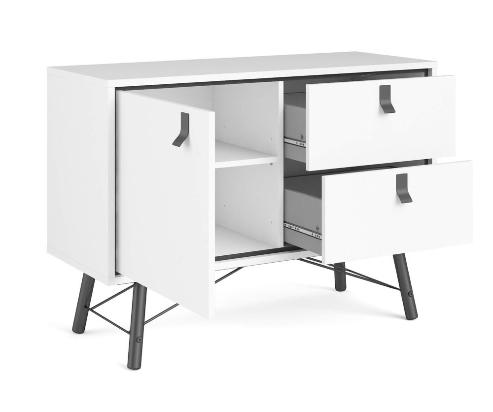 FTG Ry Matt White 1 Door 2 Drawer Sideboard