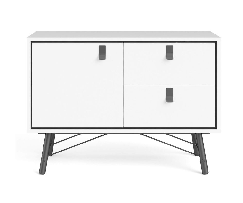 FTG Ry Matt White 1 Door 2 Drawer Sideboard