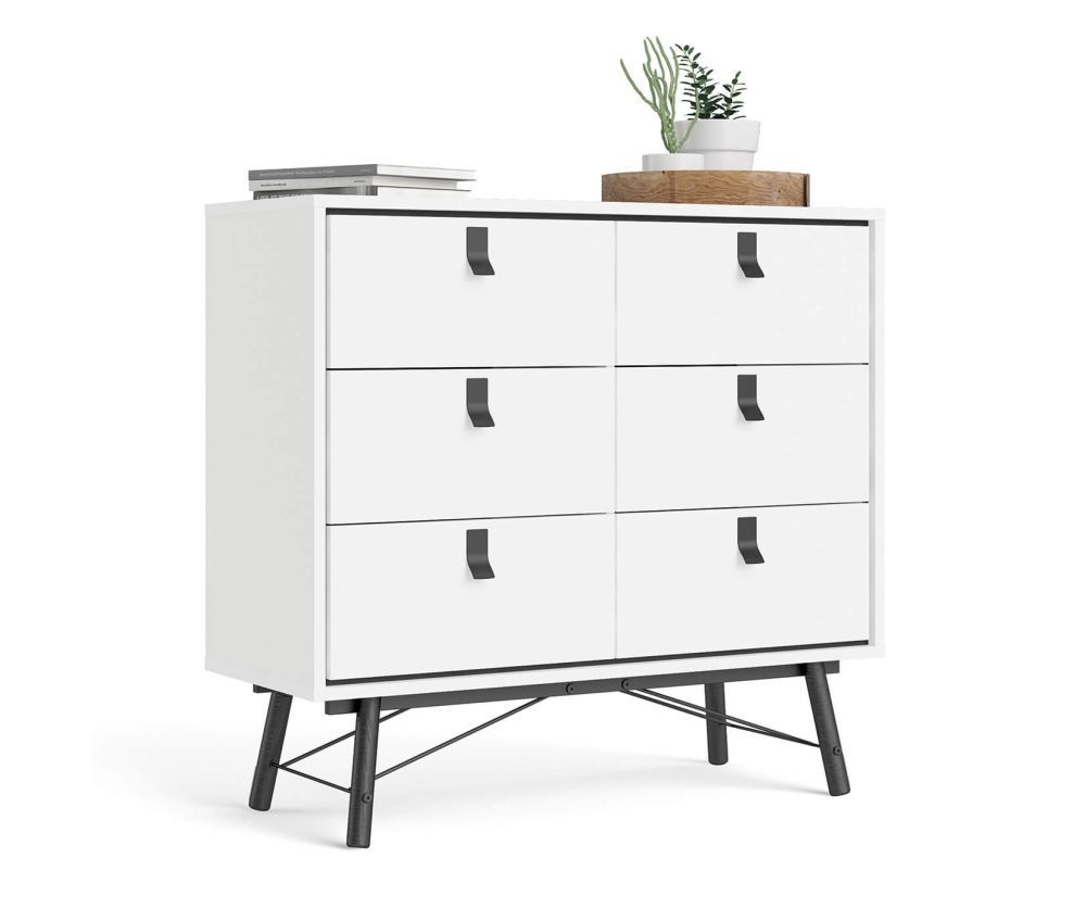 FTG Ry Matt White 6 Drawer Double Chest