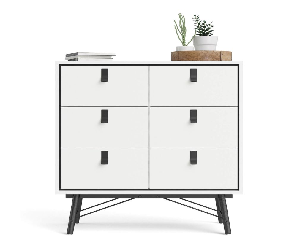 FTG Ry Matt White 6 Drawer Double Chest