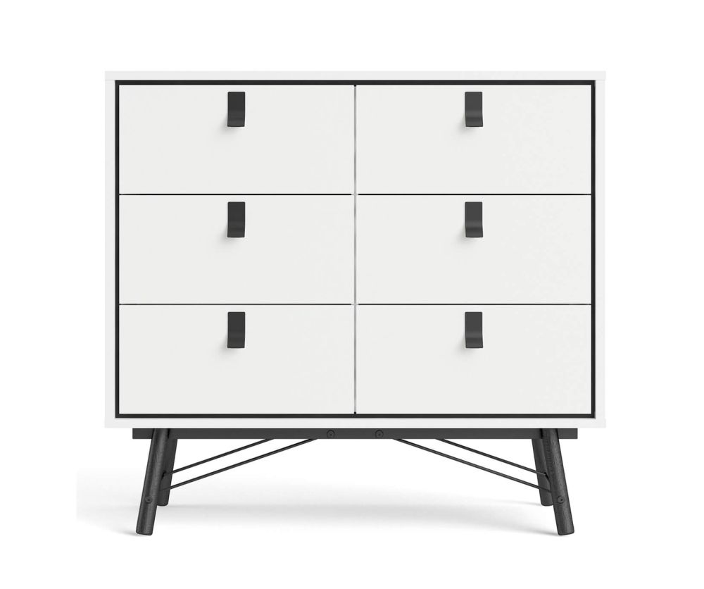 FTG Ry Matt White 6 Drawer Double Chest
