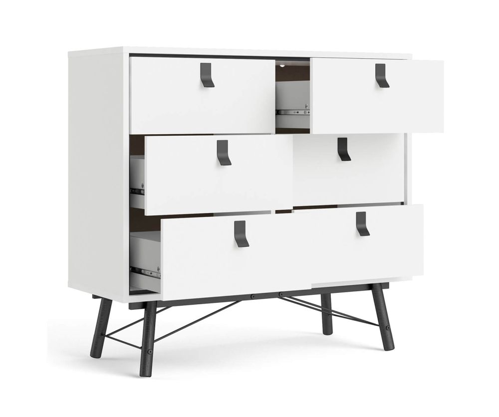FTG Ry Matt White 6 Drawer Double Chest