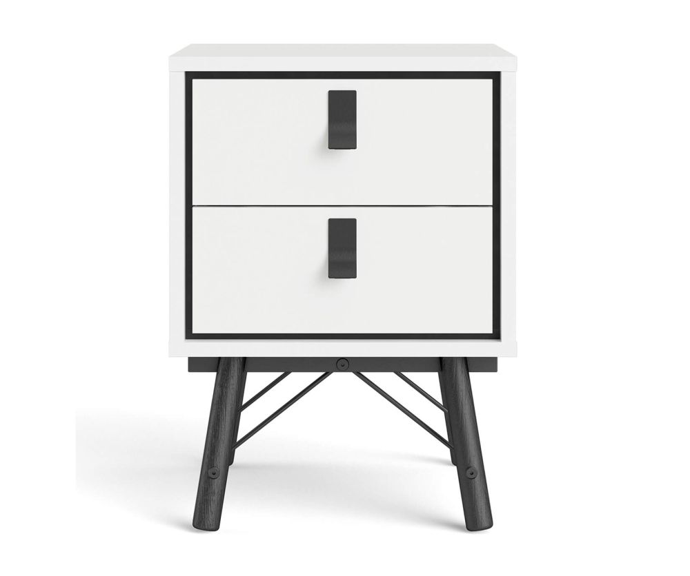 FTG Ry Matt White 2 drawer Bedside Cabinet