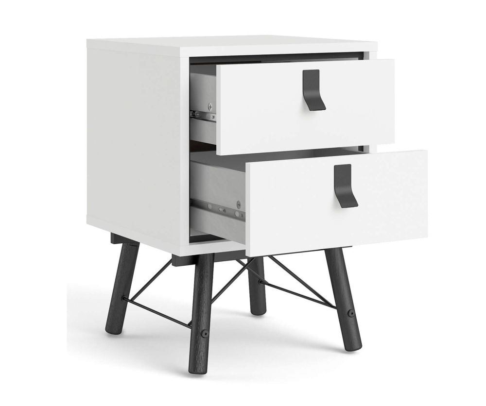 FTG Ry Matt White 2 drawer Bedside Cabinet
