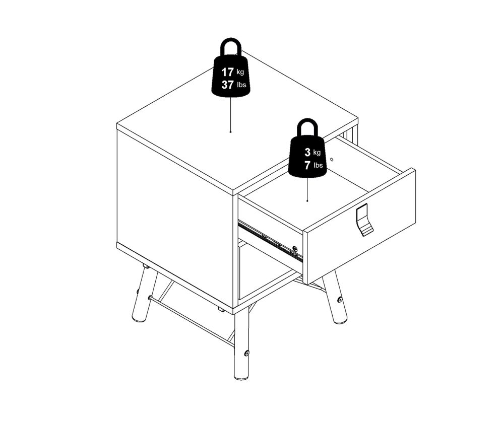 FTG Ry Matt White 2 drawer Bedside Cabinet