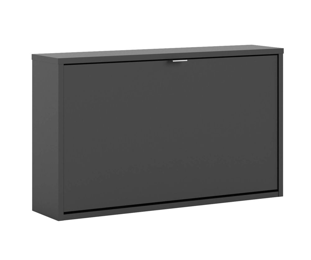 FTG Shoes Matt Black Shoe Cabinet W. 1 Tilting Door and 1 Layer