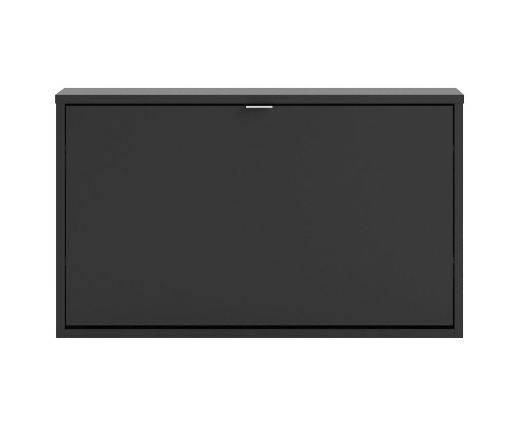 FTG Shoes Matt Black Shoe Cabinet W. 1 Tilting Door and 1 Layer