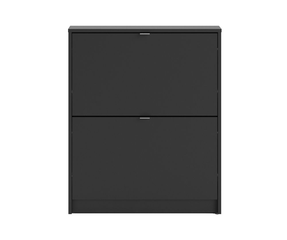 FTG Shoes Matt Black Shoe Cabinet W. 2 Tilting Door and 1 Layer