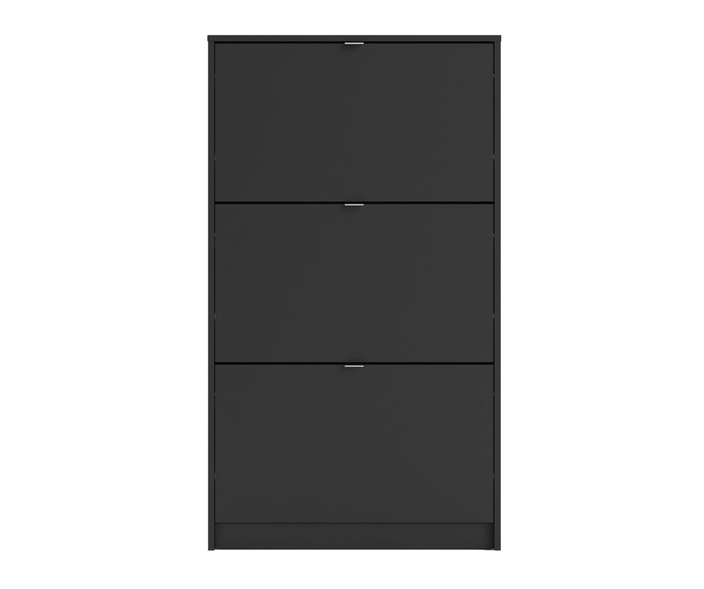 FTG Shoes Matt Black Shoe Cabinet W. 3 Tilting Door and 1 Layer
